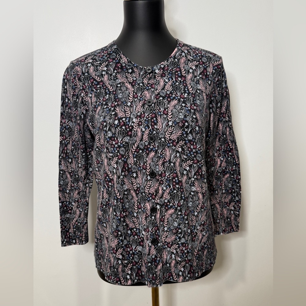 LOFT Black and‎ Pink Floral Button Down Shirt